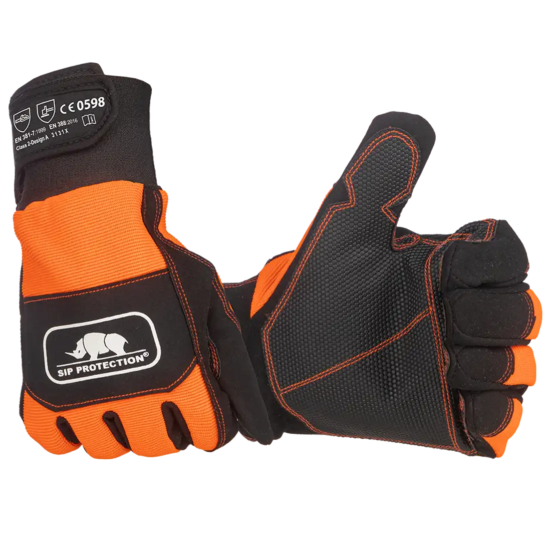 CHAINSAW PROTECTIVE GLOVES 2XD4 Chainsaw Gloves - Anti-Slip Palm - Breathable Insert - Wrist Protection