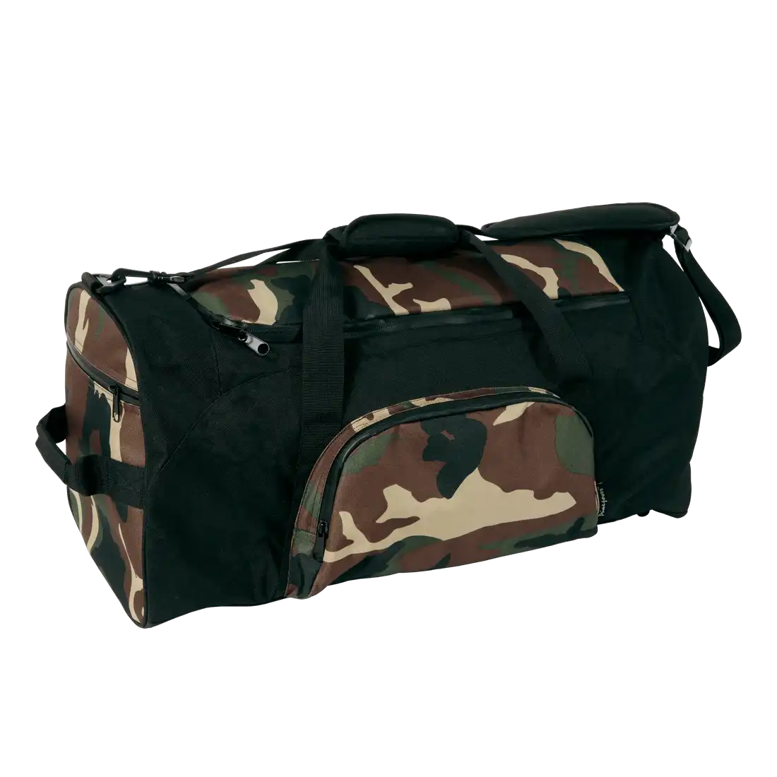 OVERLAND BAG - Waterproof Zipper - Bicolour Black/Camouflage - Adjustable Shoulder Strap